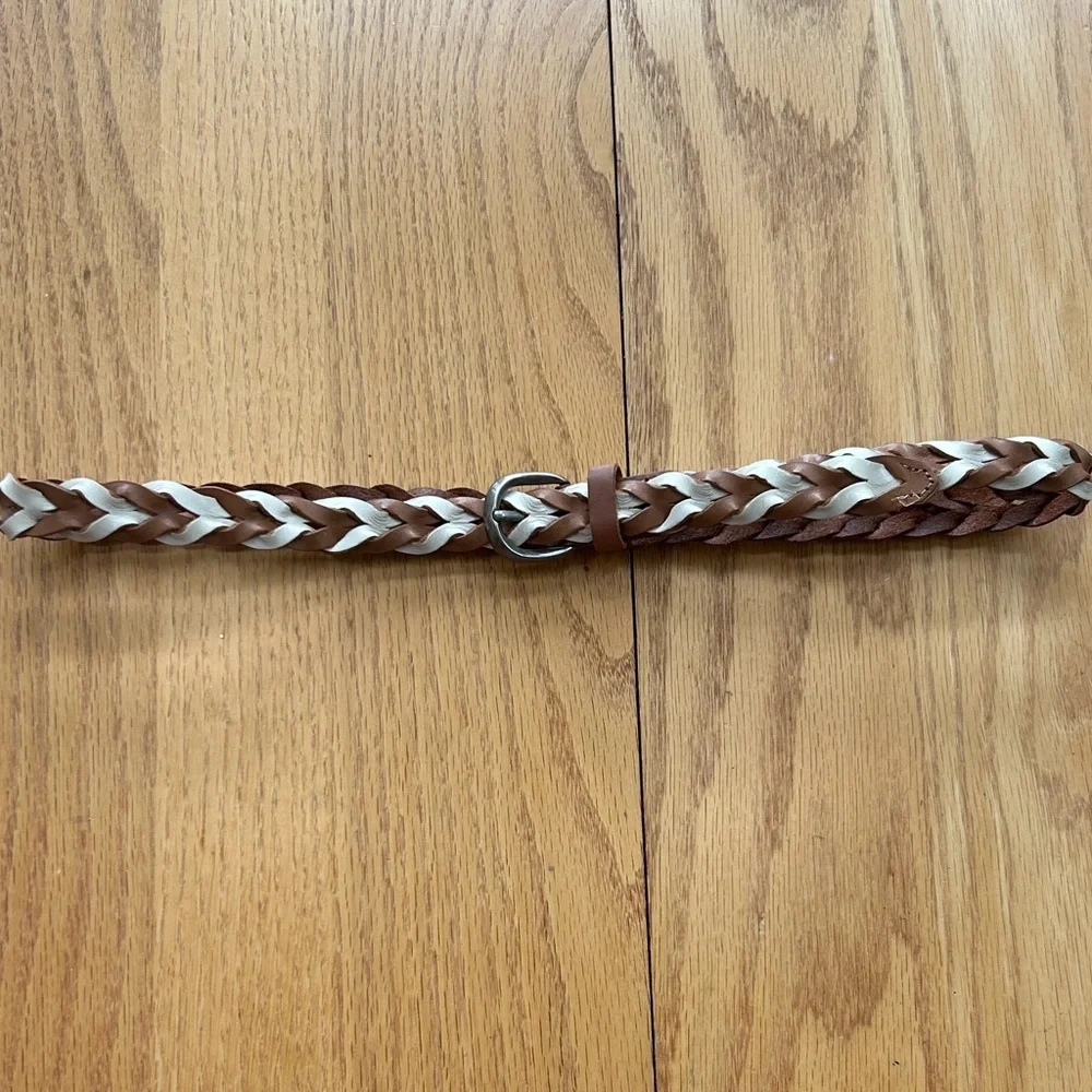 Fossil Women's Braided Leather belt Two Tone Brown‎ Size Small